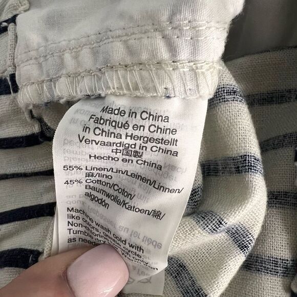J. Crew Linen Cotton Blend Navy Off White Striped Pull on Shorts Women’s Small - Picture 6 of 10
